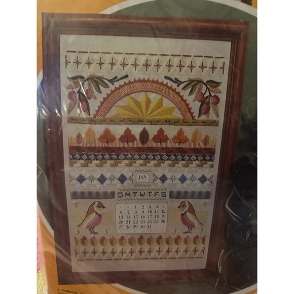 Vintage 1970s Stitchery Four Seasons Perpetual Calendar Needlepoint Kit 16 x 22" - Picture 2 of 5